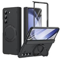 Tempered Glass Film Magnetic Ring Case for Samsung Galaxy Z Fold 7 6 5 Fold7 Fold6 Fold5 Full Coverage Cover Galaxy Z Fold7 juoda