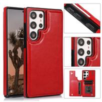 for Samsung Galaxy S23 Ultra 5G Case Wallet Case ID Credit Card Slot Holder Cash Pocket Sleeve PU Leather Magnetic Closure Cover for Samsung S23 raudona