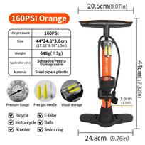 BUCKLOS Bike Pump High Pressure 160PSI Bicycle Air Pump for Schrader Valve Presta Valve Motorcycle E-bike Ball Air Inflator oranžinė