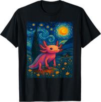 Starry Night Axolotl Van Gogh Style Cute Amphibian Art T-Shirt Mens Womens Tees Top unisex T-Shirt Mens Womens Tees Top XL