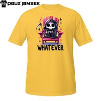 Funny Grim Reaper ''Whatever'' T-Shirt Mens Womens Tees Top | Relaxed Skeleton Attitude Tee Gift XL