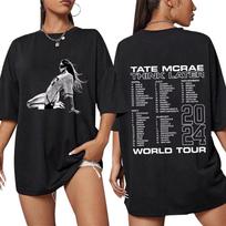 Tate Mcrae The Think Later World Tour T Shirt Men Women's Fashion Vintage T-shirts Short Sleeve Oversized T Shirts S