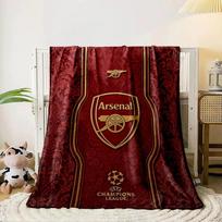 Elegant red floral damask background with Arsenal shield and golden trim. for all seasons blanket lunch break throw gift 80cm x 120cm