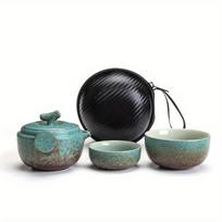 1 set, Handmade Kung Fu Ceramic Teapot and Tea Cup Set for Travel, Office, Living Room, Camping - Portable and Creative Gift