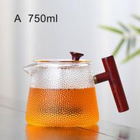 Heat-resistant glass teapot side handle cooking tea pot 750ml high borosilicate glass tea cooker wooden handle teapot tea set