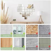ABBY-30 PCS Acrylic Mini Mirror Tiles Self Adhesive, Square High-Definition Tiny Mirror Tiles For Crafts