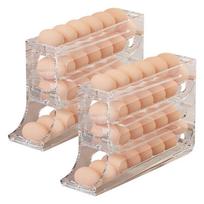 ABBY-2Pcs 4 Tiers Egg Holder For Fridge, Automatic Scrolling Dispenser Egg Rack Holder, Storage 30 Egg For Fridge, Kitchen skaidri