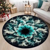 Colorful 2D Mandala Mystery Chakra Print Round Rug Meditation and Yoga Non-Slip Machine Washablefor Bedroom and Living Room 80cm x 80cm