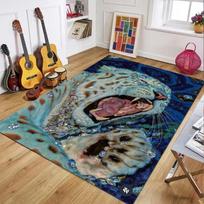 Art Blue White Tiger Print Area Rug Non Slip Soft Floor Carpet Mat for Living Room Bedroom Wildlife Animal Decor Home Luxury 40X60CM