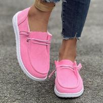 Spring Autumn Non-slip Platform Canvas Casual Loafer Flats for Women Trendy Sport Walking Shoes Comfortable Daily Outdoor Footwear 36 rožinė