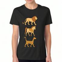 Mystical Wolf And Dragon Ladies' Cotton T Shirt, Premium Cotton Quality Print, Durable, Casual And Fashionable, Featuring A Majestic White Wolf With G S įvairiaspalvis