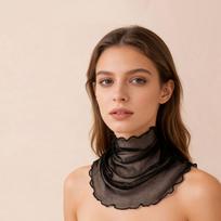 Silk sunscreen neck cover, fungus edge, fake collar, scarf, women's solid color mesh, spring and autumn cervical spine protection, mother's small