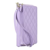 Crossbody Wallet Case for Samsung Galaxy Z Fold 7 6 5 4 3 RFID Zipper Flip Cover Card Slots Kickstand Wrist Strap Purse For Galaxy Z Fold 3 šviesiai violetinė spalva