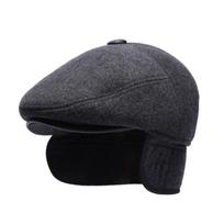 Anti-cold Earflap Woolen Hat Soft Hooded Thermal Cap Ear Protection Peaked Cap  Keep Warm tamsiai pilka spalva