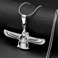 Farvahar Ahura Mazda Persų Ugnies Šventykla Zoroastrizmo Simbolis Karoliai Moterims Vyrams Nerūdijančio Plieno Amuletas Grandinėlės Papuošalai Dovana