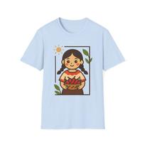 Unisex Softstyle Sunny Girl and Peppers T-Shirt Mens Womens Tees Top | Whimsical Farm, Sunny Garden M