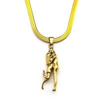 Couples Embracing Hug Pendant Necklace For Women Men Stainless Steel Gold Color Love Kiss Neck Chain Jewelry Valentine's Day