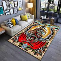 Pirate Ship Skull Design Carpet, Bold Red Nautical Themed Rug  Suitable for use as an anti-slip for living room bedroom sofas 40x60cm( 15x23in )