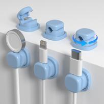 6pcs Rotatable Desktop Cable Organizer Adjustable Cord Cable Organizer  Cable Management mėlyna