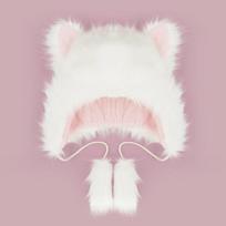 Mielos Kawaii katės ausys, moteriškos kepuraitės, kepuraitės, moteriškos lolita, ruduo, žiema, šilti, atsitiktiniai pūkuoti kepuraitės Prašmatni gatvės apranga Animacinis filmas Graži kepurė 56-58cm balta