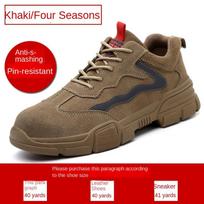 Labor Protection Shoes Men's Anti-Smashing and Anti-Penetration Lightweight Non-Slip Breathable and Wearable Four Seasons Labor Protection Work Shoes 37