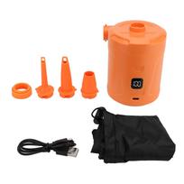 Electric Air Pump with 4 Nozzles Inflatable 5200mAh USB Rechargeable LED Display Portable Tire oranžinė