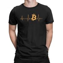 Vyriški Bitcoin širdies ritmo grafikos marškinėliai Kriptovaliuta Grynos medvilnės viršutiniai drabužiai Šaunūs apvalios apykaklės marškinėliai vyrams Camisas Marškinėliai S