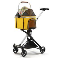 Rožinio aukso nuimamas augintinių vežimėlis mažiems šunims ir katėms Pet Stroller geltona