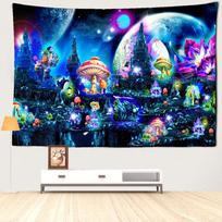 Psichodelinis Grybų Pilies Gobelenas Sienų Pakabinamas Kawaii Paslaptinga Magija Hipis Tapiz Bendrabučio Namų Dekoras 95x70CM