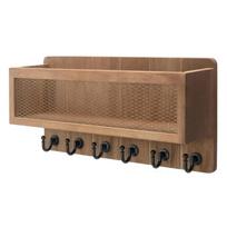 Rural Wood Wall Key Organizer 6 Hooks Mail Storage Compartment Display Shelf Perfect for Home Entryway Decoration 1