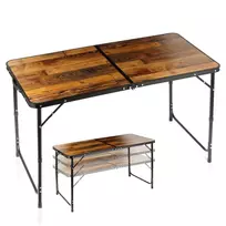 Sulankstomas turistinis stalas 120x60x54/62/70 cm