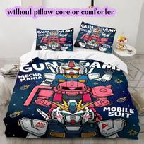 Gundam Cartoon Anime Duvet Cover Bedding Set 3PCS Printed Quilt Cover Pillowcases Bedroom Decorative Home Collection_LIAN 135x200cm