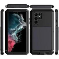 Dėklas Samsung S26 S25 S24 S23 Ultra Plus Dėklas Sunkiosios apsaugos Doom Armor Metalinis Aliuminio Telefonas Prabangus Dangtelis Samsung S26 Ultra juoda