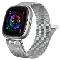 Milanietiškos kilpos dirželis, skirtas Fitbit versa 4 3 Juosta Sense/Lite juosta Magnetinis nerūdijančio plieno metalinis dirželis Apyrankė correa Fitbit versa 2 For Fitbit Versa&small size sidabras