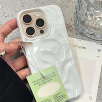Luxury 3D Wrinkle Case For iPhone 17 Air 16 15 14 Pro Max 12 11 13 Candy Solid Color Wave Pattern Soft Silicone Aesthetic Cover For iPhone 17 balta
