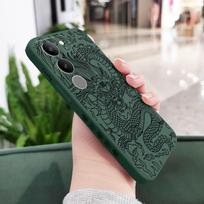 Claw Dragon Phone Case For VIVO V50 V40 V30 V29 V29E V27 V27E V25 V25E V23 V23E V21 V20 Y20 Y12 Y21 Y22 Y50 Y35 Y76 Pro 4G 5G V40(V40 Pro) tamsiai žalia spalva