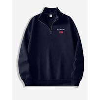 NORWAY Men's Half Zip Sweatshirt, Fashionable Printed Stand Up Collar Sweatshirt, Casual Long Sleeved Stand Up Collar Top S