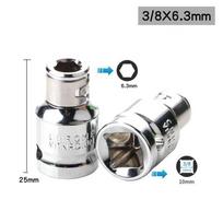 Impact Driver Socket Adapter  3/8 Square To 1/4 Hex  Durable Aluminum Alloy Material  Self Locking Hexagonal Head