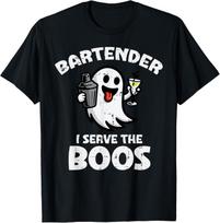 Halloween Bartender Ghost Serve Boos Funny Costume Men Women unisex T-Shirt Mens Womens Tees Top S