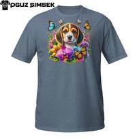 Spalvingi Bėglių marškinėliai su gėlėmis ir drugeliais – Mielas šuns grafinis T-shirt'as 2XL