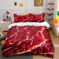 Close-Up Of Raw Beef Texture Print Soft Comfortable Duvet Cover Bedding Set Included 1*Duvet Cover  2*Pillowcases Luxury Gift EU Twin 135X200cm&set white
