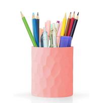 Round Pen Holder Office Stationery Pen Bucket Silicone Multi-functional Makeup Pen Storage Box rožinė
