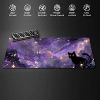 Kawaii Black Cat Silicone Soft Gaming Mouse Pad Large Keyboard Pad Topographic Mouse Pad for Keyboard with Anti-Slip TableMat 600x300x2mm
