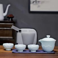 Travel Lotus-shaped Tea Set, Portable Bag, 1 Teapot, 3 Teacups, Quick-service Cup, Car-mounted Outdoor Portable  Gongfu Teaware