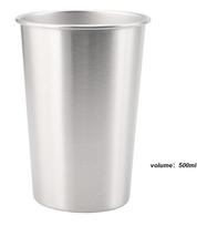 500ML Premium Stainless Steel Cup Healthy Unbreakable Pint Cup Stackable Metal Drinking Glasses Travel Outdoor Camping Cup YY113 500ML sidabras