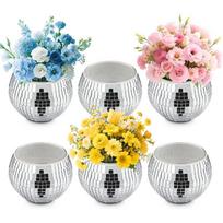 Premium-Glass Planter 6 Pcs Disco Ball Vase, Mirror Decor For Wedding Table Centerpieces Party Decorations