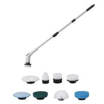 ABBY-Electric Scrubber Cordless Cleaning Brush With 8 Replaceable Brush Heads 2 Extension Handle For Bathtub Kitchen