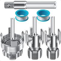 Premium-Internal& External Pipe Threading Tool Set PVC Plastic Pipe Threader Kit 1/2  3/4  1 , Drill Compatible For Plumbing