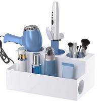 ABBY-Hair Tool Organizer Acrylic Countertop Hair Dryer And Styling Holder Makeup Toiletries Vanity Storage Stand With Cups C Dur balta