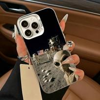 Singular Space UFO A-Alien-ES Phone Case For iPhone 11 12 13 14 15 16Pro Max Plus white silver  Phone Cover iPhone11ProMax